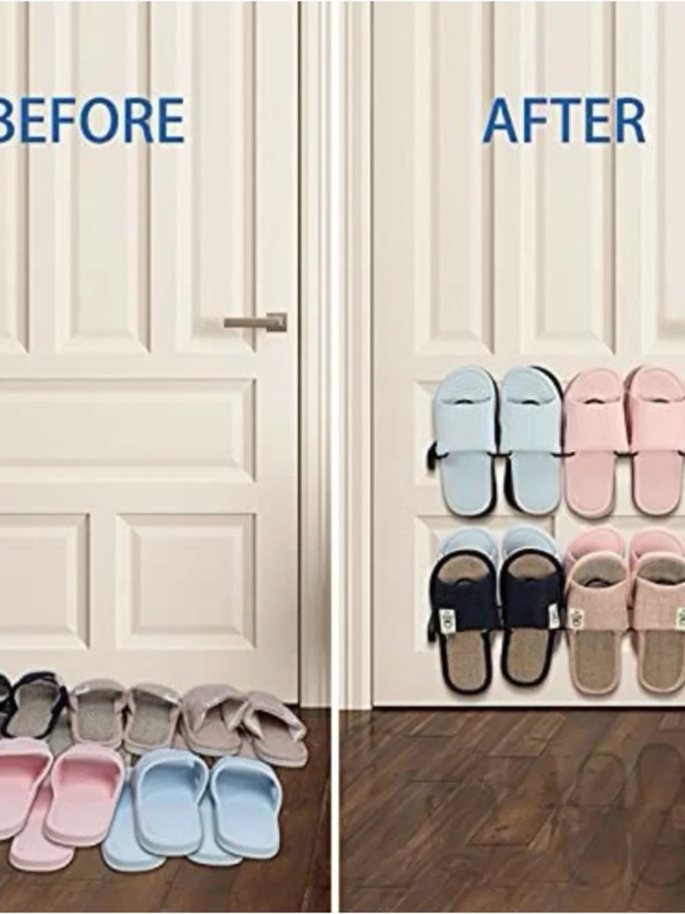 Wall-Mounted Slipper Organizer Rack - Black